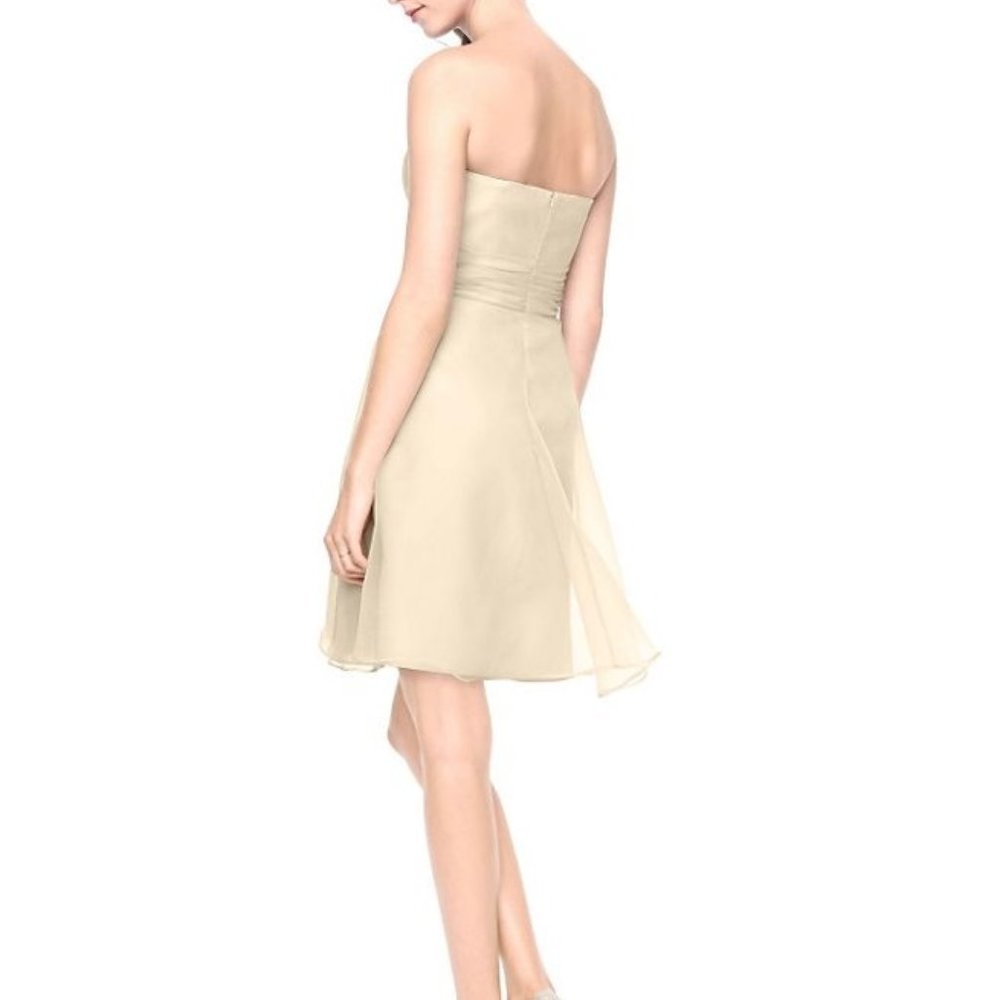 David's Bridal Silver Grey Organza Strapless Midi Dress Size 2 - Picture 9 of 10
